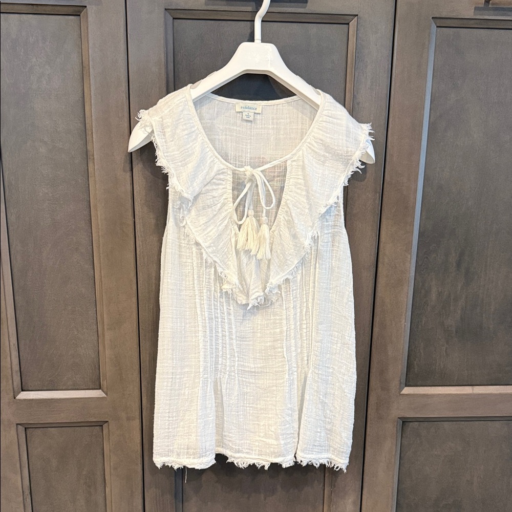 Sundance Cream Ruffle Tie-Front Blouse